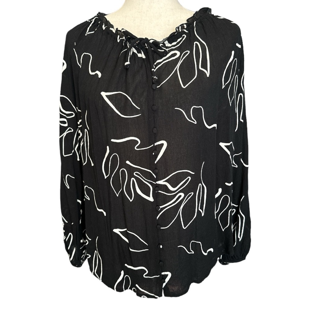 Z Supply Black White Print Athena Top Size Small - Picture 2 of 9